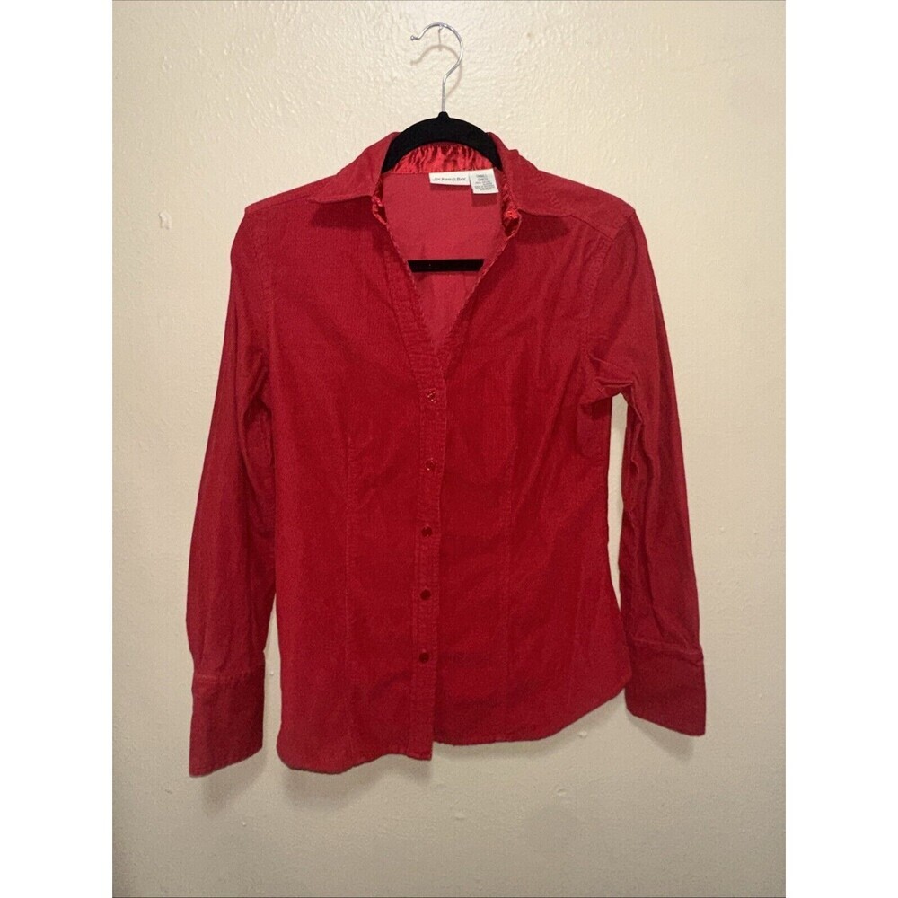 St John's Bay Red Corduroy Button Down Shirt Small Chico‎ Long Sleeve